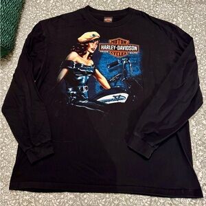 Harley-Davidson Black and Blue Graphic Long Sleeve Tee